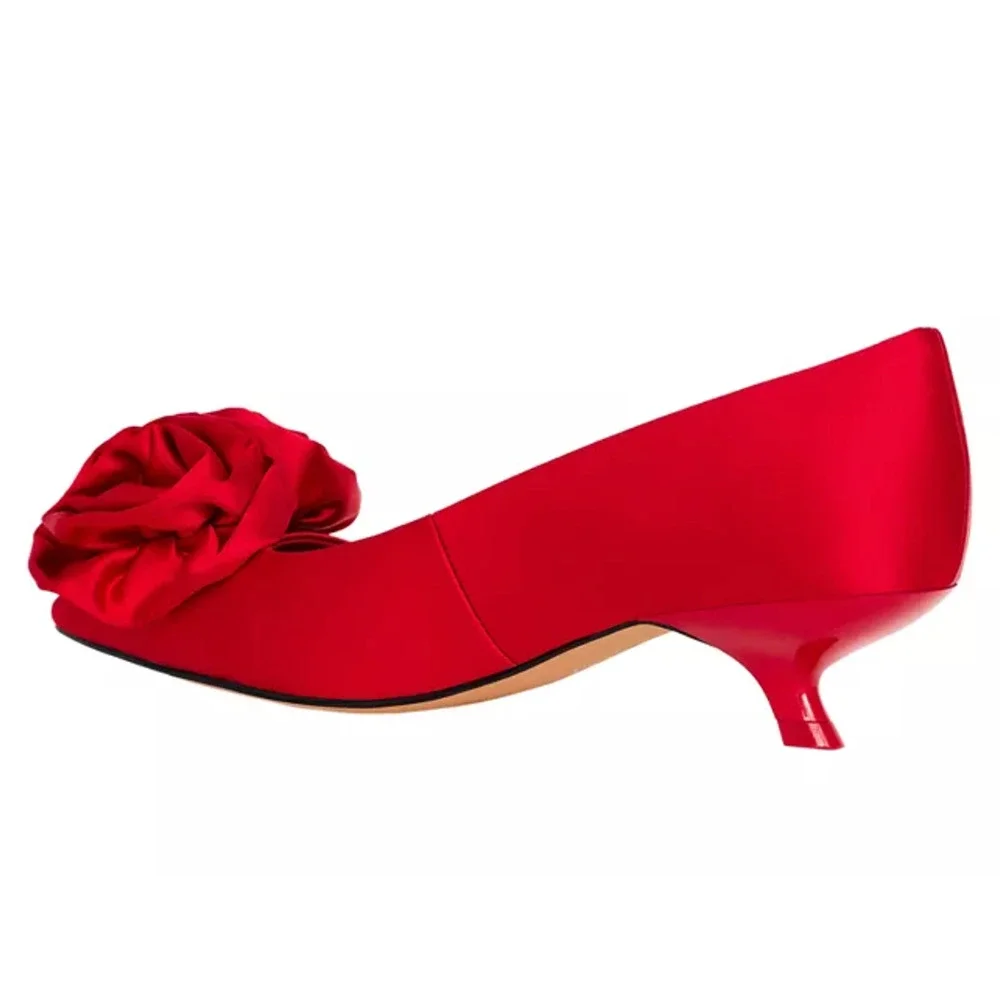 NEW KATY PERRY RED MICRO HEEL FLOWER PUMPS HEELS SHOES SZ 6.5M 6.5 - Picture 10 of 13